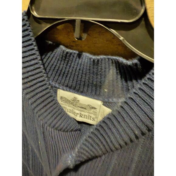 Vintage WhalerKnits- Navy Blue Ribbed Henley Sweater- Sizes L, XXL, 3X - Picture 2 of 8